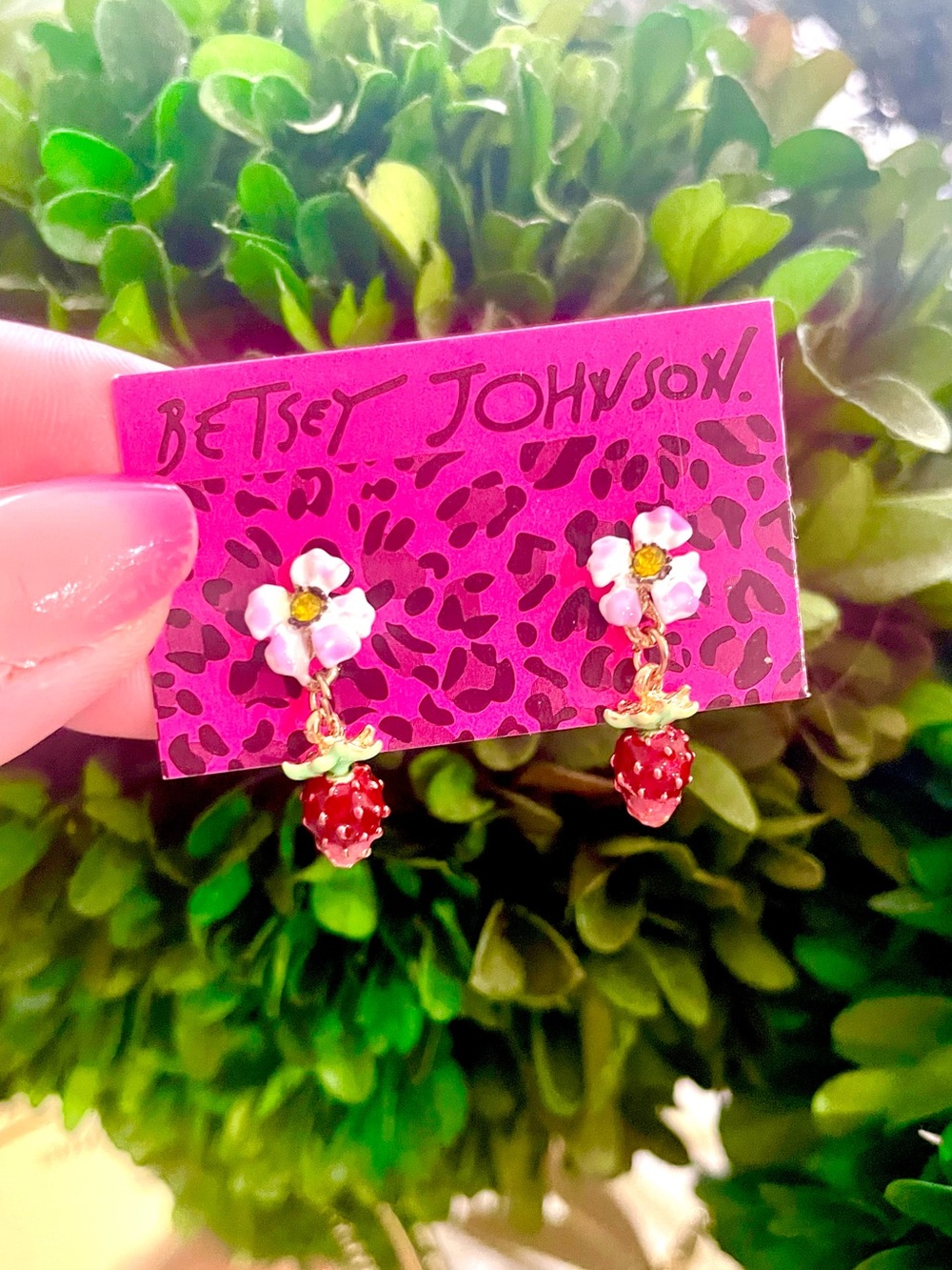 Betsey Johnson Strawberry Flower Earrings - Picture 2 of 5